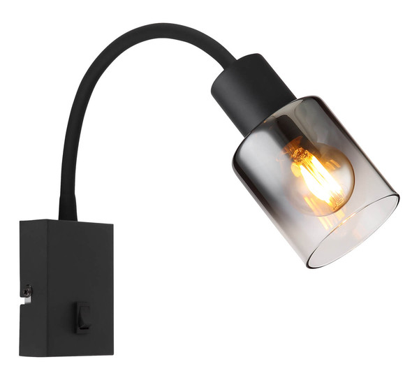 Globo Hubertus E14 Wandleuchte 40W Schwarz Matt, Metall Ø7cm 54308W
