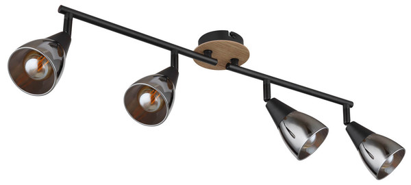 Globo Mubby E14 Strahler 4-fach 25W Schwarz Matt, Metall Ø7,2cm 54311-4