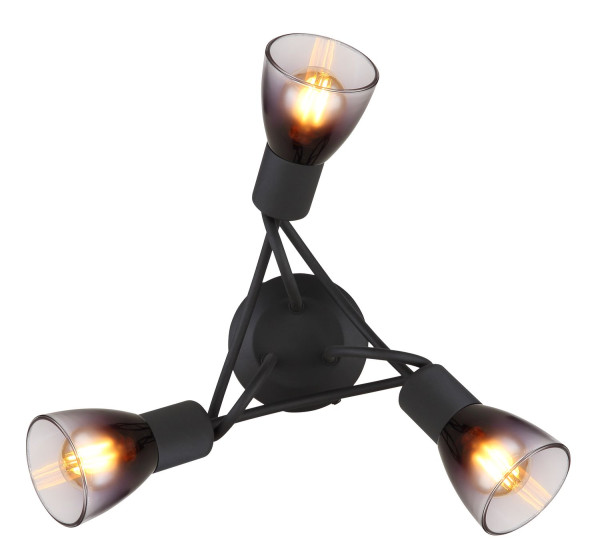 Globo Satella Strahler 3-fach Schwarz Matt, Metall Ø7,2cm 54312-3
