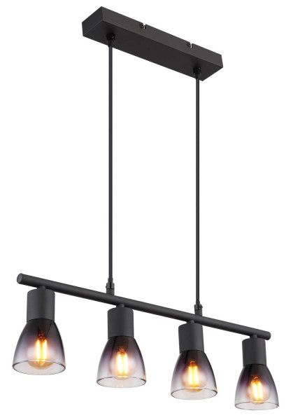 Globo Satella Pendelleuchte 4-fach Schwarz Matt, Metall Ø7,2cm 54312-4