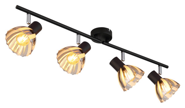 Globo Zachery E14 Strahler 4-fach 40W Schwarz Matt, Metall Ø10cm 54315S-4