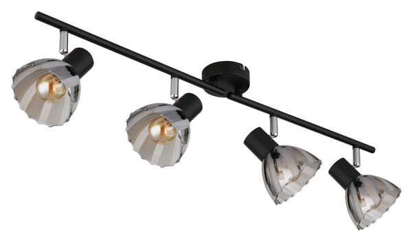Globo Zachery E14 Strahler 4-fach 40W Schwarz Matt, Metall Ø10cm 54315S-4