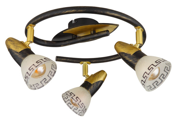 Globo Novara E14 Strahler 3-fach 40W Goldfarben Patiniert, Metall 0cm 5449-3