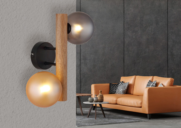 Globo Riha G9 Wandleuchte 2-fach 5W Schwarz Matt, Metall Ø12cm 56133W-2W