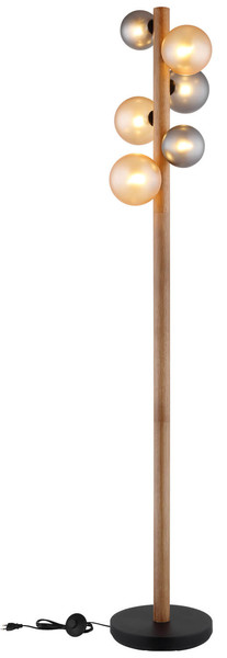 Globo Riha G9 Stehleuchte 6-fach 5W Schwarz Matt, Metall 150cm 56133W-6S