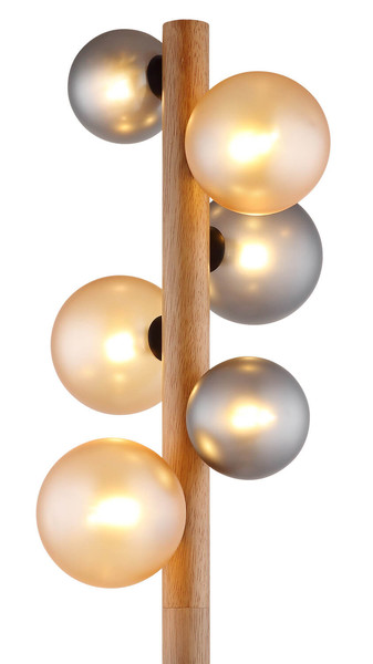 Globo Riha G9 Stehleuchte 6-fach 5W Schwarz Matt, Metall 150cm 56133W-6S