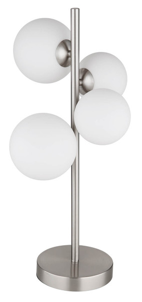 Globo Riha G9 Tischleuchte 4-fach 3,50W Warmweiß Nickel Matt, Metall 51cm 56140-4T