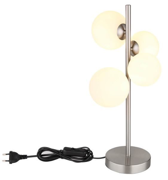 Globo Riha G9 Tischleuchte 4-fach 3,50W Warmweiß Nickel Matt, Metall 51cm 56140-4T
