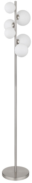 Globo Riha G9 Stehleuchte 6-fach 3,50W Warmweiß Nickel Matt, Metall 155cm 56140-6S