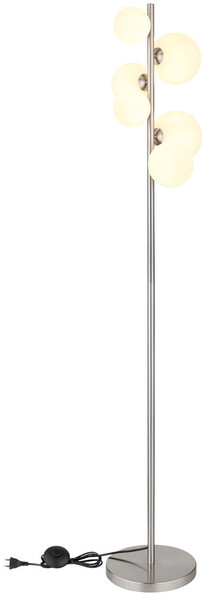 Globo Riha G9 Stehleuchte 6-fach 3,50W Warmweiß Nickel Matt, Metall 155cm 56140-6S