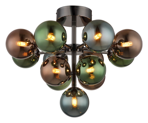 Globo Grappy G9 Deckenleuchte 13-fach 5W Schwarz-Chrom, Metall Ø12cm 56143-13GCD