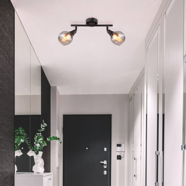 Globo Glyptar E14 Strahler 2-fach 40W Schwarz Matt, Metall Ø9cm 57904-2