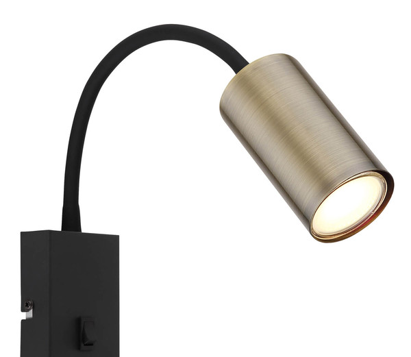 Globo Robby GU10 Wandleuchte 25W Schwarz Matt, Metall Ø5,5cm 57911WM