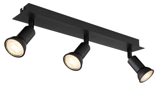 Globo Drew GU10 Strahler 3-fach 35W Schwarz Matt, Metall Ø3cm 57998-3