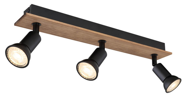 Globo Drew GU10 Strahler 3-fach 35W Dunkelbraun, Holz Ø3cm 57998-3W
