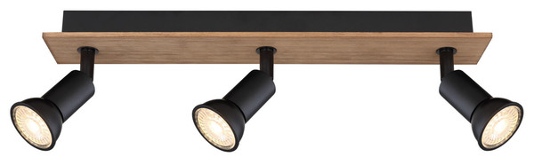 Globo Drew GU10 Strahler 3-fach 35W Dunkelbraun, Holz Ø3cm 57998-3W