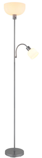 Globo Hinton E27 Stehleuchte 60W Silberfarben Matt, Metall Ø26cm 59947