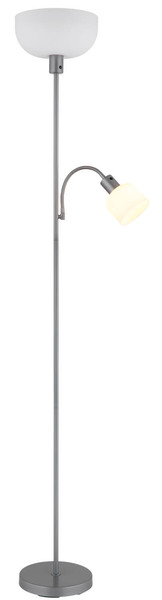 Globo Hinton E27 Stehleuchte 60W Silberfarben Matt, Metall Ø26cm 59947