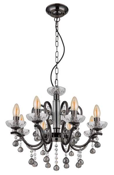 Globo Camila E14 Luster 8-fach 40W Schwarz-Chrom, Metall 125cm 64134-8