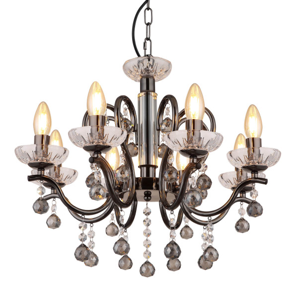 Globo Camila E14 Luster 8-fach 40W Schwarz-Chrom, Metall 125cm 64134-8