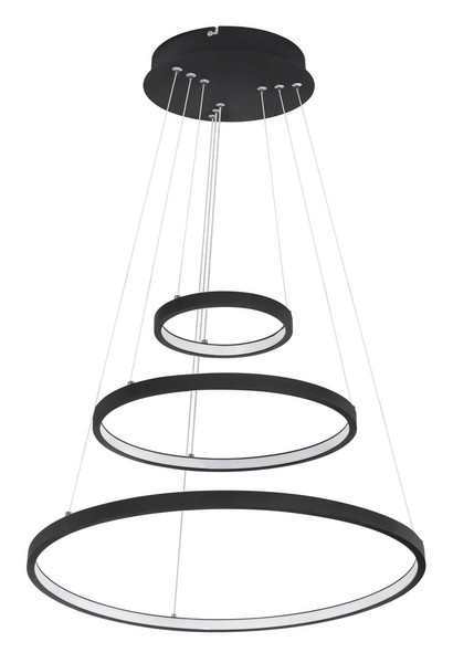 Globo Ralph LED Hängeleuchte 57W Warmweiß Schwarz Matt, Metall Memoryfunktion Ø51cm 67192-57B