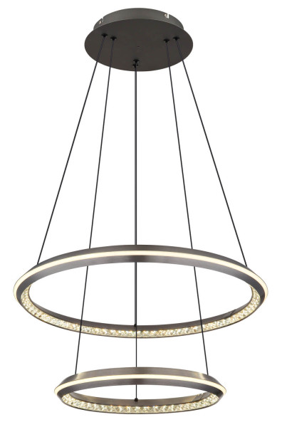 Globo Alaina LED Hängeleuchte 50W CCT Grau Matt, Metall Fernbedienung Nachtlicht Memoryfunktion Ø60cm 67329-50H