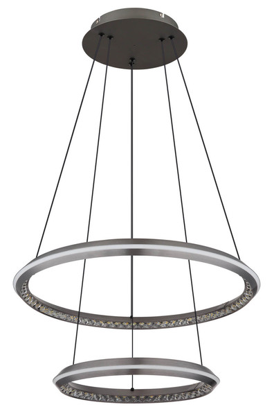 Globo Alaina LED Hängeleuchte 50W CCT Grau Matt, Metall Fernbedienung Nachtlicht Memoryfunktion Ø60cm 67329-50H