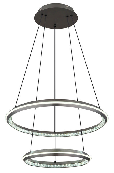 Globo Alaina LED Hängeleuchte 50W CCT Grau Matt, Metall Fernbedienung Nachtlicht Memoryfunktion Ø60cm 67329-50H