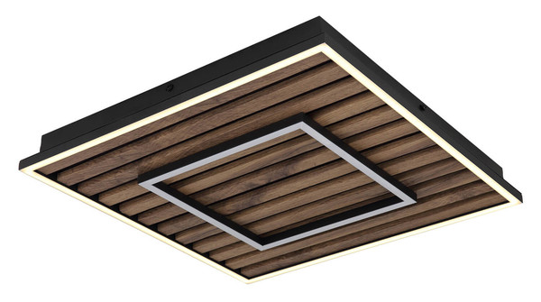 Globo Woody LED Deckenleuchte 36W Warmweiß Schwarz Matt, Metall Memoryfunktion 6cm 67345D1