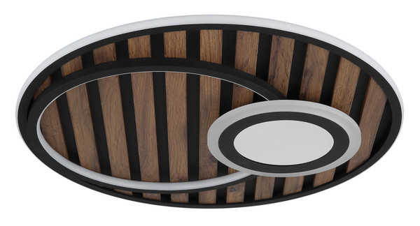 Globo Woody LED Deckenleuchte 32W Warmweiß Schwarz Matt, Metall Memoryfunktion Ø50cm 67345D5