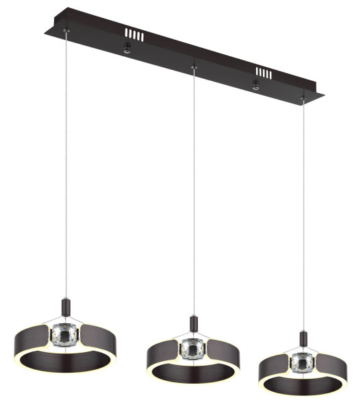 Globo Hendricks LED Hängeleuchte 36W Warmweiß Bronzefarben Gebürstet, Metall Ø22cm 67349-3H