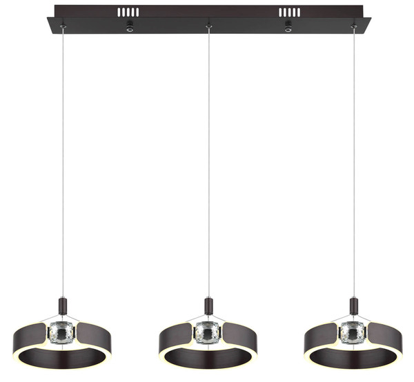 Globo Hendricks LED Hängeleuchte 36W Warmweiß Bronzefarben Gebürstet, Metall Ø22cm 67349-3H