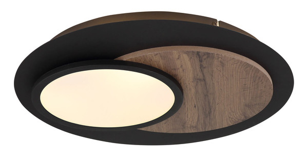 Globo Kory LED Deckenleuchte 24W Warmweiß Schwarz Matt, Metall Memoryfunktion Ø48cm 67351-24