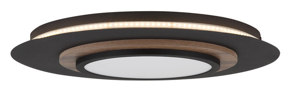 Globo Kory LED Deckenleuchte 24W Warmweiß Schwarz Matt, Metall Memoryfunktion Ø48cm 67352-24