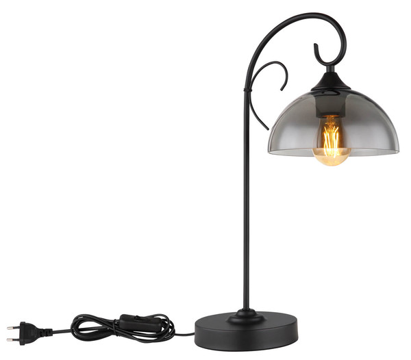 Globo Cottage E27 Tischleuchte 40W Schwarz Matt, Metall Ø20cm 69061T