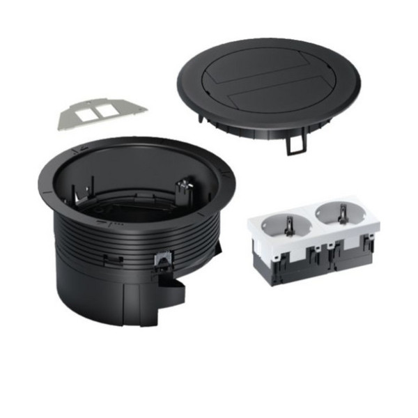 Hager BSR02D03 Installationsdose R02, 2x SCHUKO, Keystone Typ 01 2-f, Kunststoff Klappdeckel