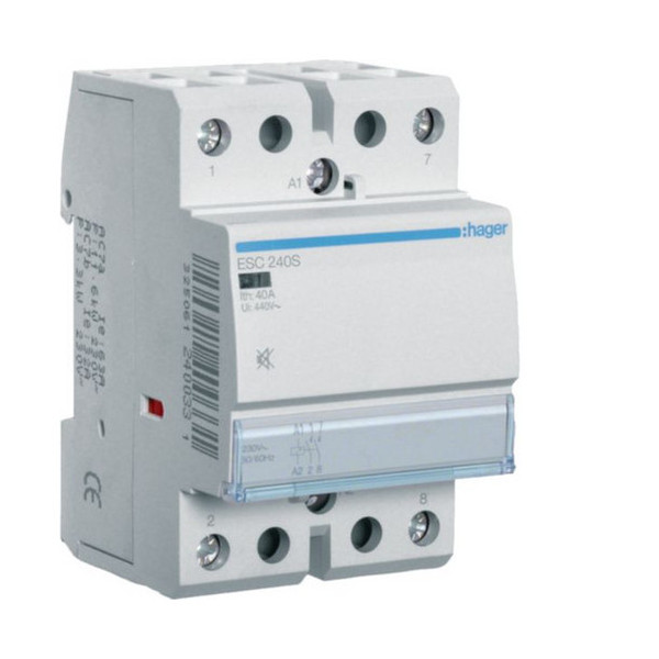 Hager ESC240S Installationsschütz brummfrei 40A 2 Schließer 230V