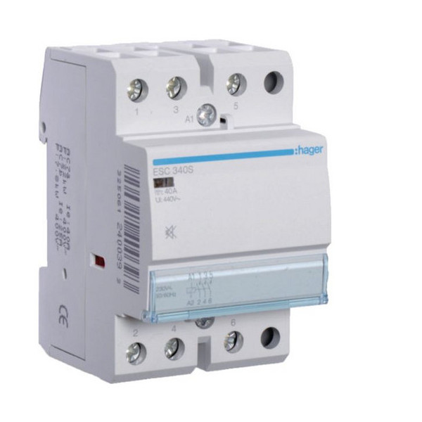 Hager ESC340S Installationsschütz brummfrei 40A 3 Schließer 230V