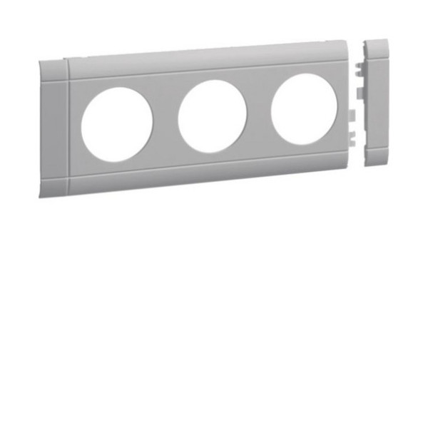 Hager GB080307035 Blende 3-fach Steckdose zu Oberteil 80mm anreihbar halogenfrei lichtgrau