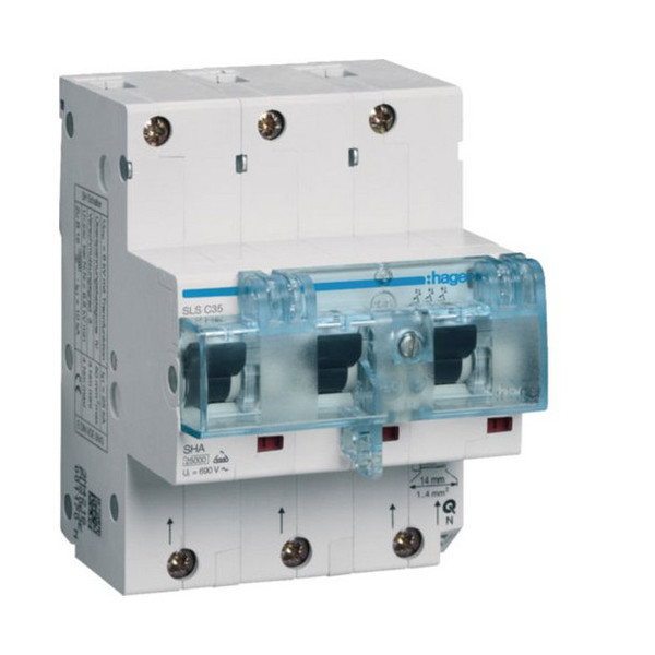 Hager HTN335C SLS Schalter 3 polig Cs-Charakteristik 35A für Hutschienenmontage