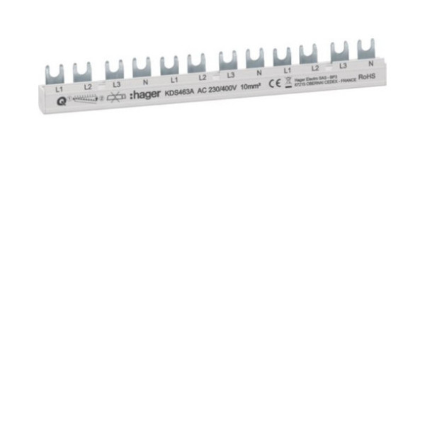 Hager KDS463A Phasenschiene 12 Module 63A L1L2L3N-L1L2L3N-L1L2L3N QuickBusbar