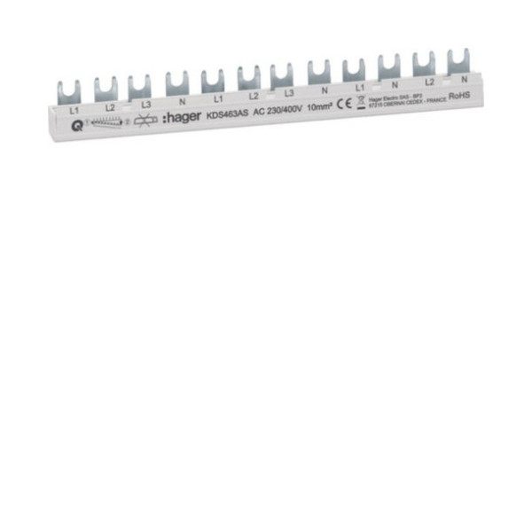 Hager KDS463AS Phasenschiene 12 Module 63A L1L2L3N-L1L2L3N-L1N-L2N QuickBusbar