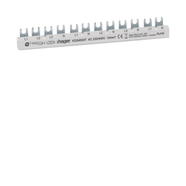 Hager KDS463AT Phasenschiene 12 Module 63A L1L2L3N-L1N-L2N-L3N-L1N QuickBusbar
