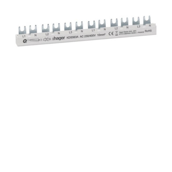 Hager KDS563A Phasenschiene 12 Module 63A L1N-L2N-L3N-L1N-L2N-L3N QuickBusbar