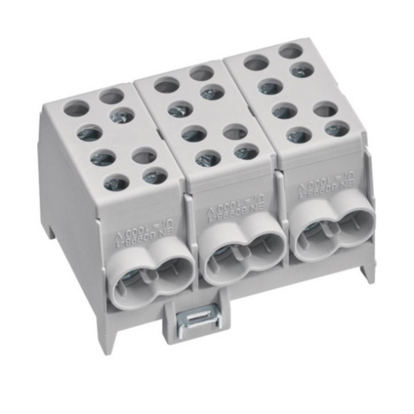 Hager KH35L3 Hauptleitungsabzweigklemme 3polig, 2x35mm²-2x25mm² je Pol, IP20, Farbe: Grau