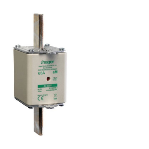 Hager LNH00063M6A NH-Sicherungseinsatz NH00 690V aM 63A Kombimelder Grifflasche spannunsgführend