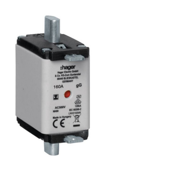 Hager LNH0160MK NH-Sicherungseinsatz NH00 gG 500V 160A Kombi-Melder mit isolierter Grifflasche