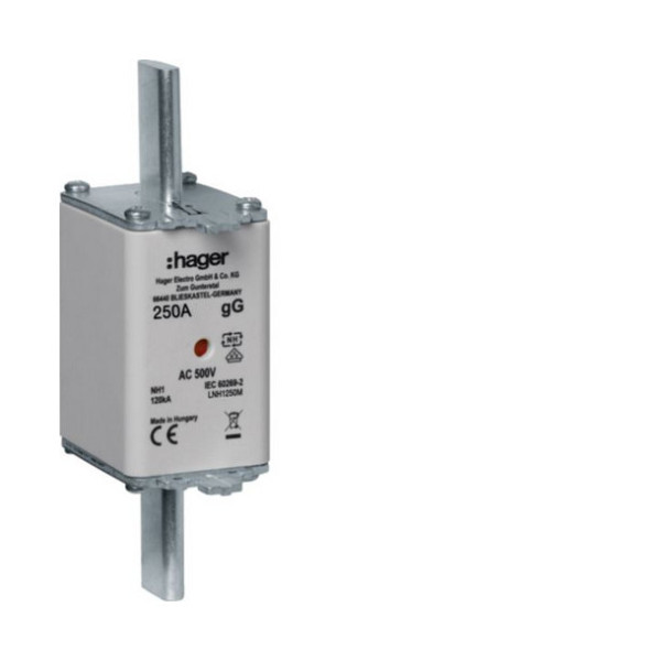 Hager LNH1250M NH-Sicherungseinsatz NH1 gG AC500V 250A Kombi-Melder mit Metall-Grifflasche
