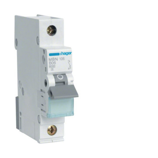 Hager MBN106 Leitungsschutzschalter 1 polig 6kA B-Charakteristik 6A 1 Modul