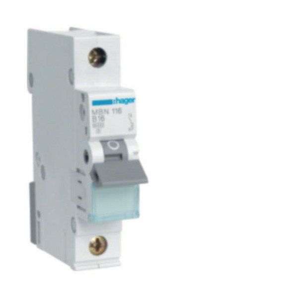 Hager MBN116 Leitungsschutzschalter 1 polig 6kA B-Charakteristik 16A 1 Modul